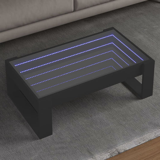 Table basse avec Infinity LED noir 90x53x30 cm