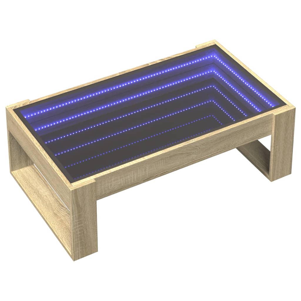 Table basse avec Infinity LED chêne Sonoma 90x53x30 cm