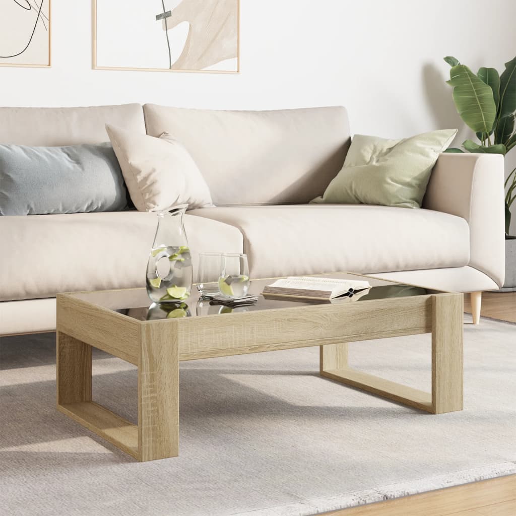 Table basse avec Infinity LED chêne Sonoma 90x53x30 cm