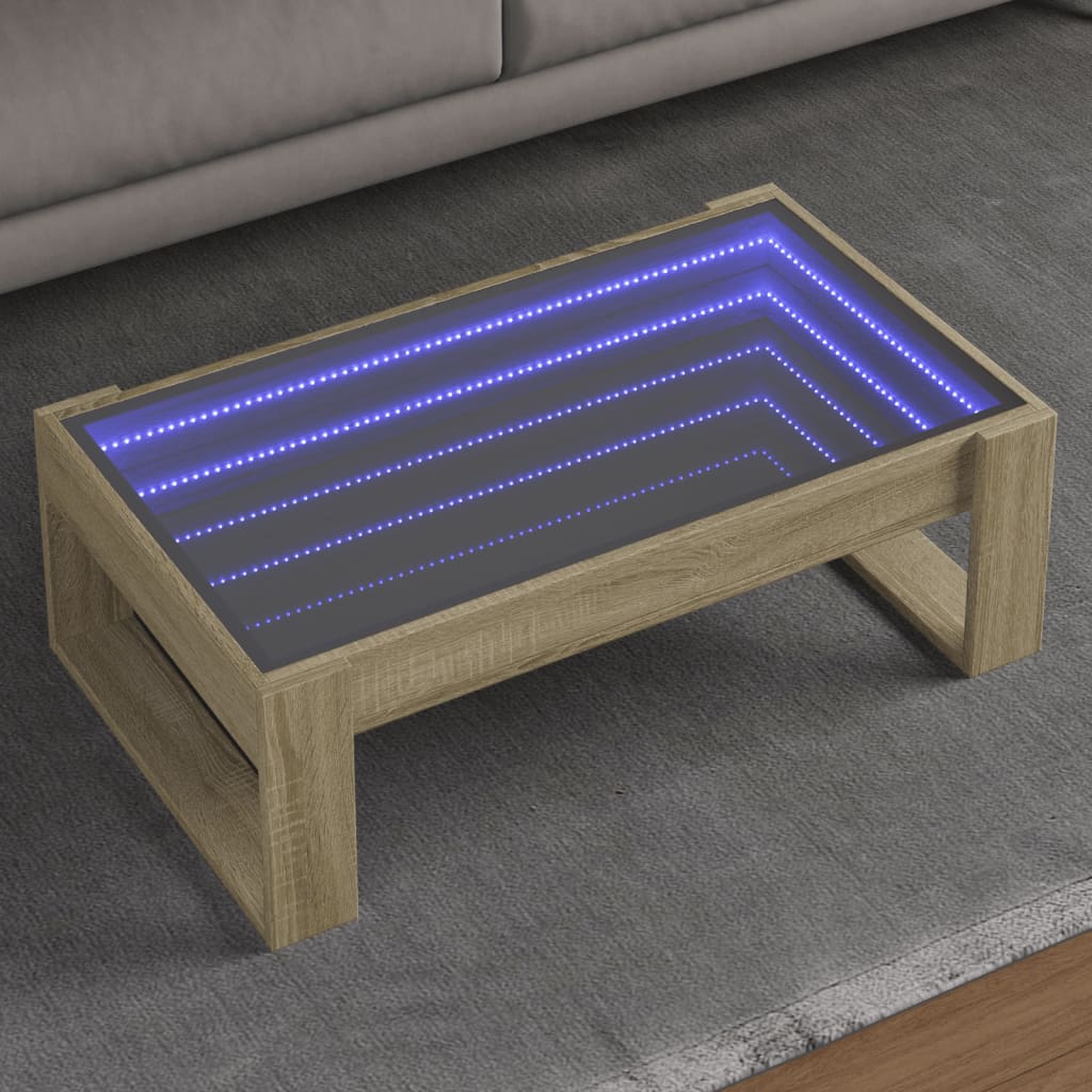 Table basse avec Infinity LED chêne Sonoma 90x53x30 cm