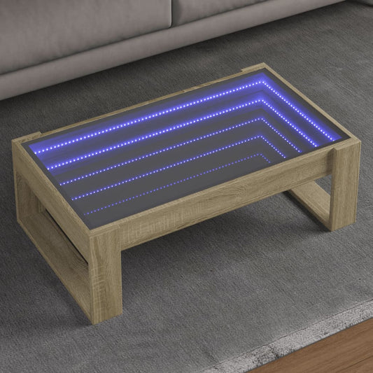 Table basse avec Infinity LED chêne Sonoma 90x53x30 cm