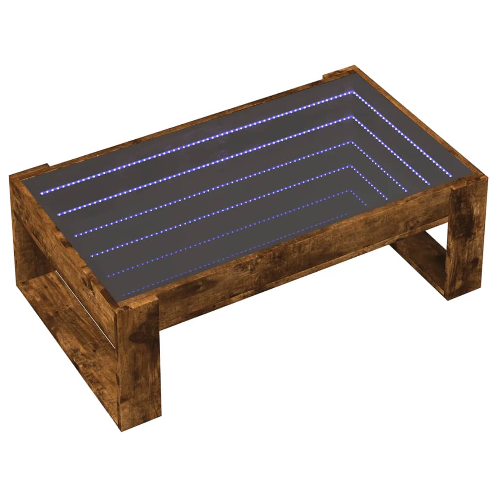 Table basse avec Infinity LED chêne fumé 90x53x30 cm