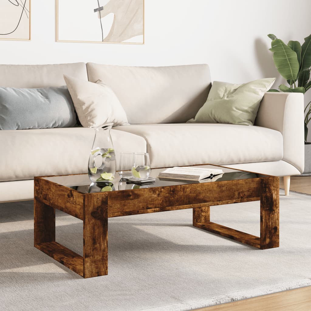 Table basse avec Infinity LED chêne fumé 90x53x30 cm