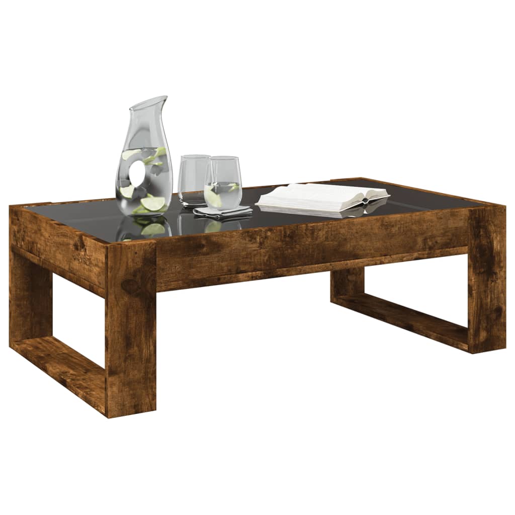 Table basse avec Infinity LED chêne fumé 90x53x30 cm