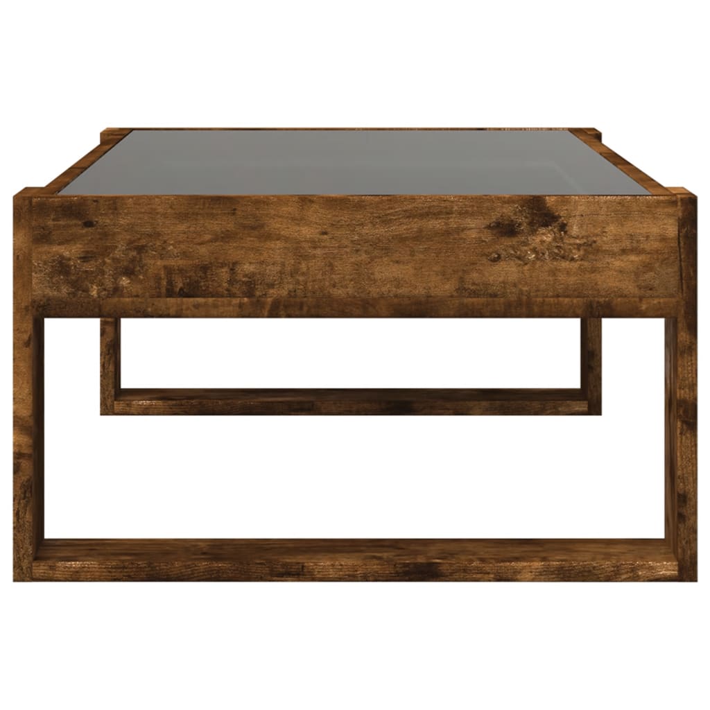 Table basse avec Infinity LED chêne fumé 90x53x30 cm