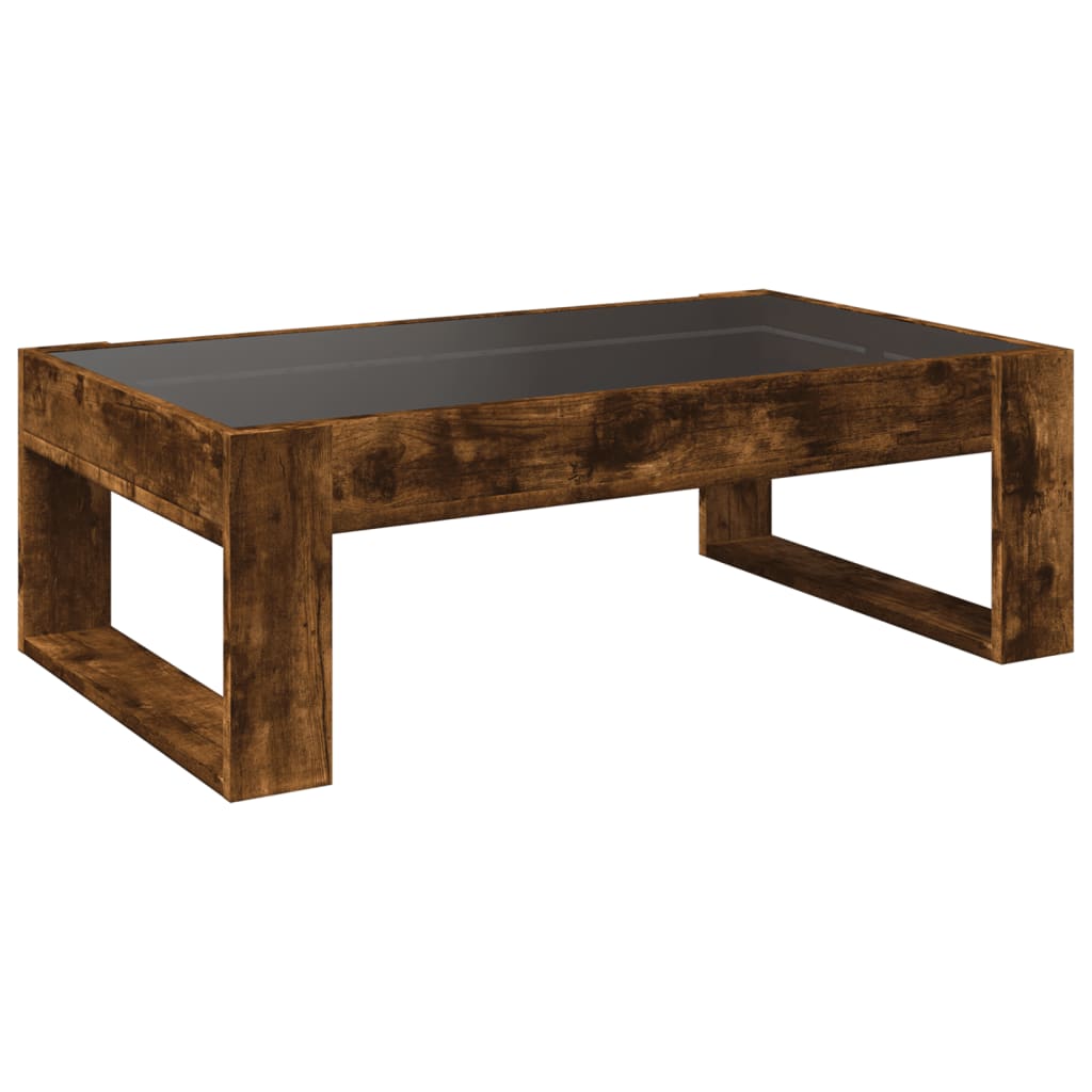Table basse avec Infinity LED chêne fumé 90x53x30 cm