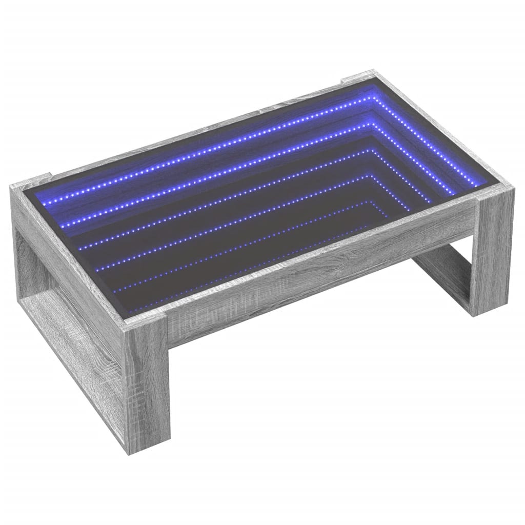 Table basse avec Infinity LED Gris Sonoma 90x53x30 cm