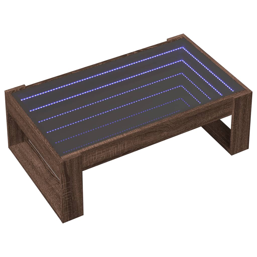 Coffee table with Infinity LED brown oak look 90x53x30 cm