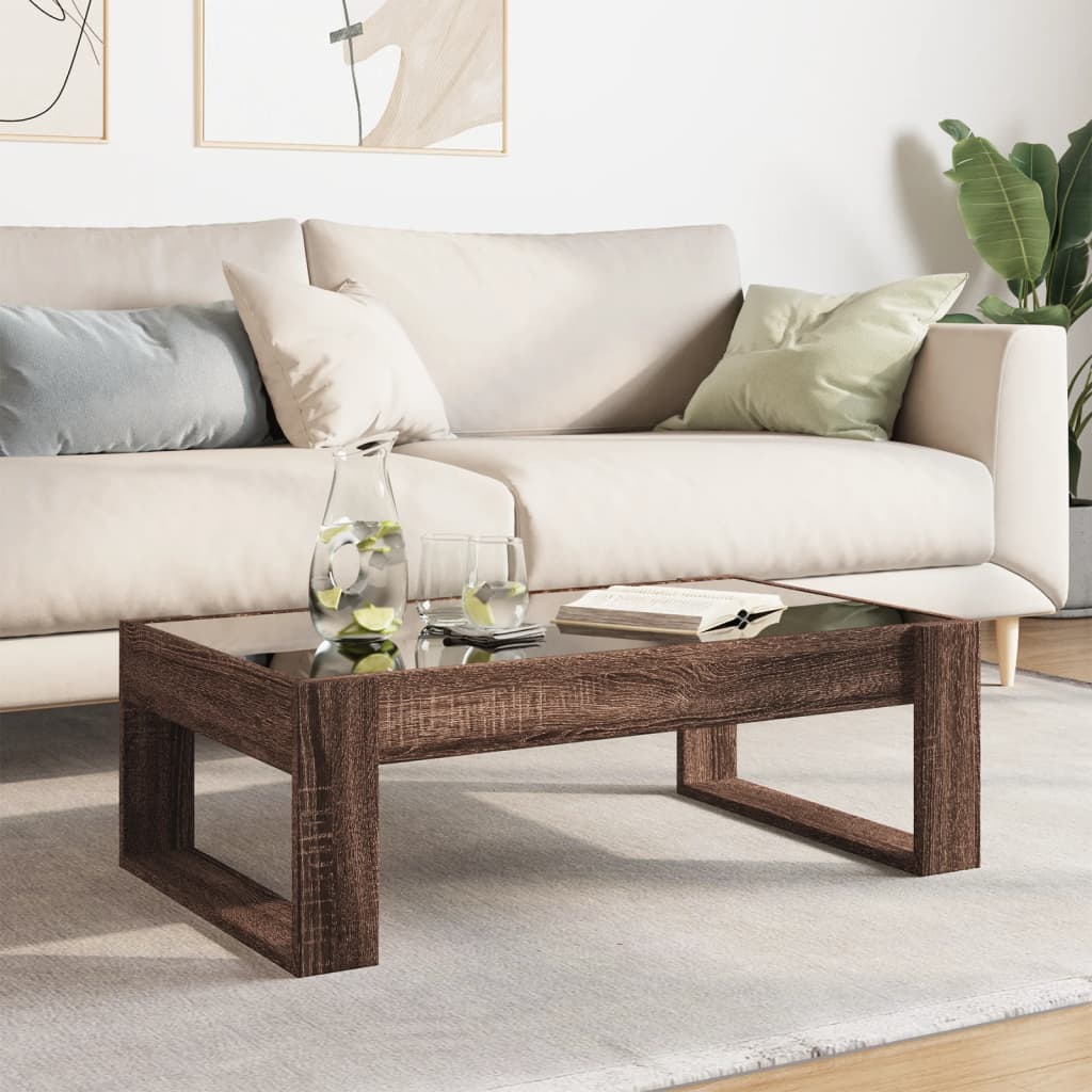 Coffee table with Infinity LED brown oak look 90x53x30 cm