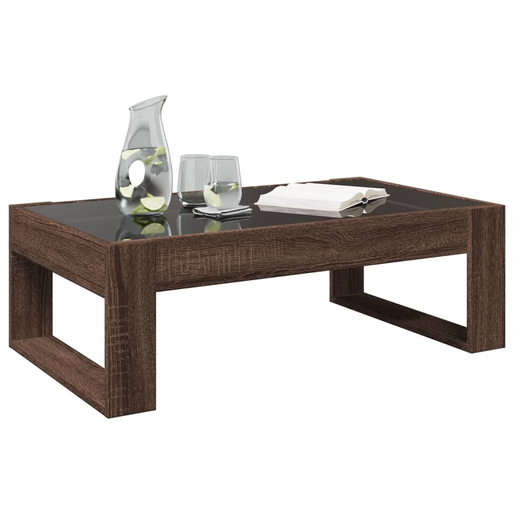 Coffee table with Infinity LED brown oak look 90x53x30 cm