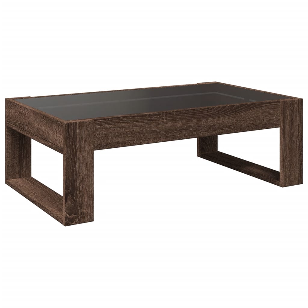 Coffee table with Infinity LED brown oak look 90x53x30 cm