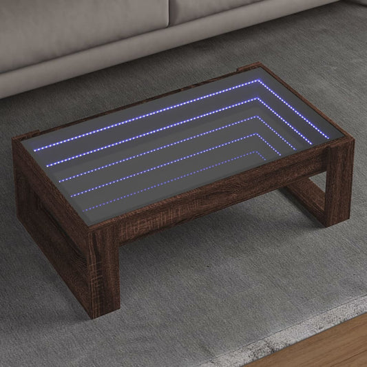 Coffee table with Infinity LED brown oak look 90x53x30 cm