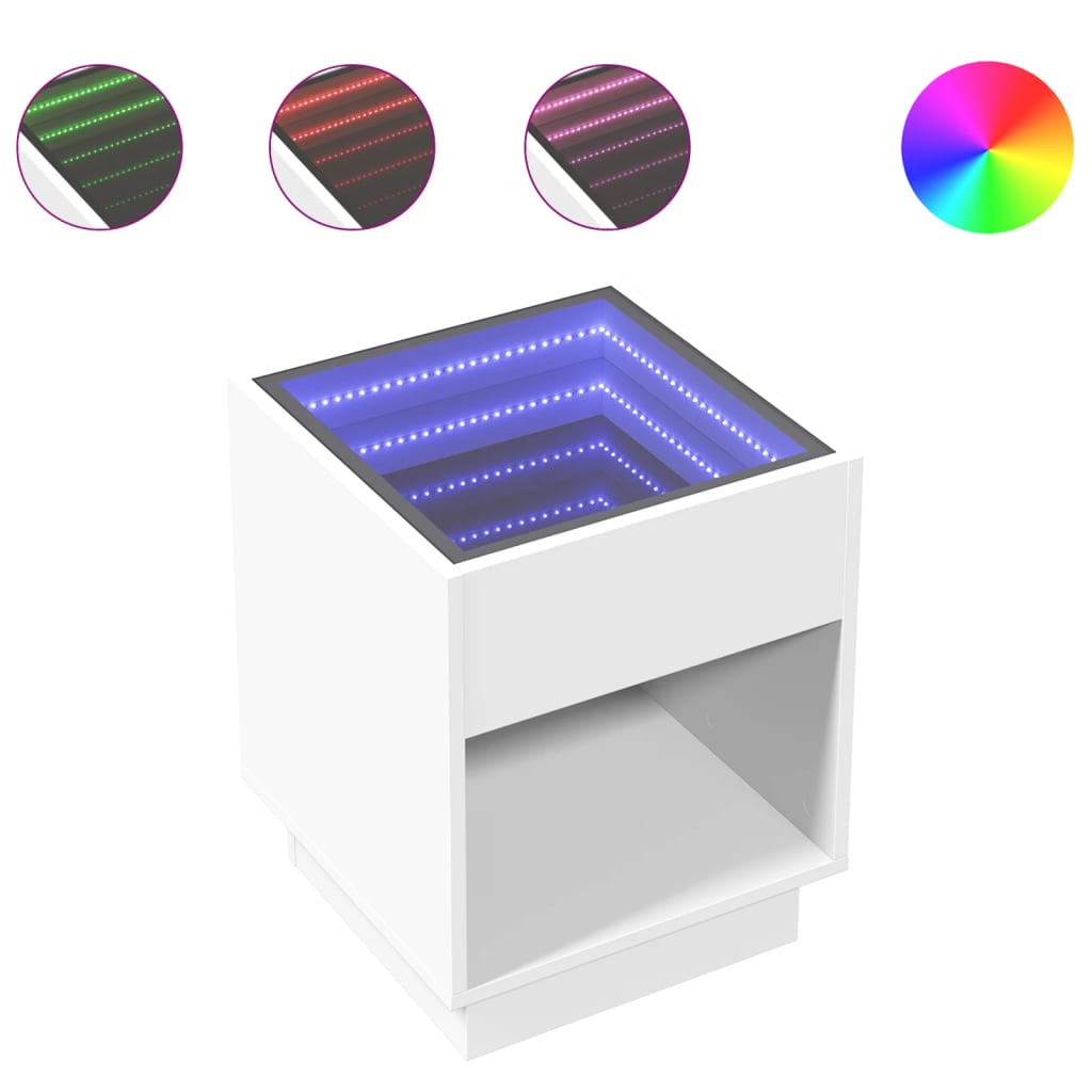 Table basse avec Infinity LED blanc 40x40x50 cm