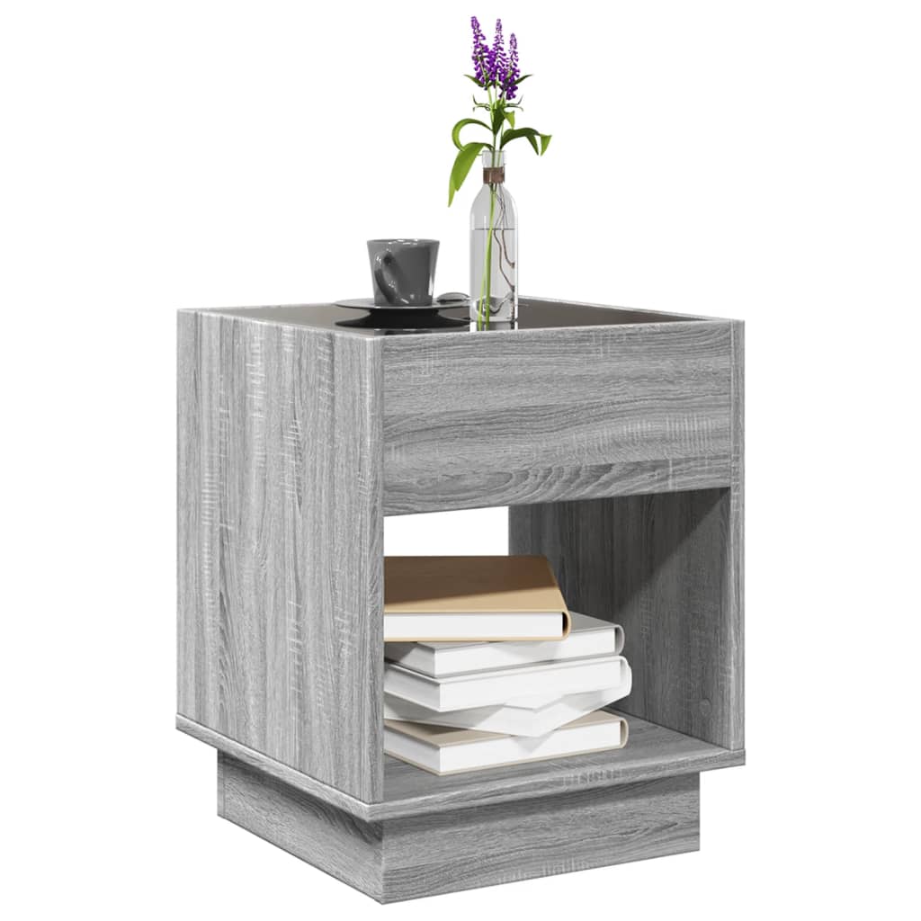 Coffee table with Infinity LED Grey Sonoma 40x40x50 cm