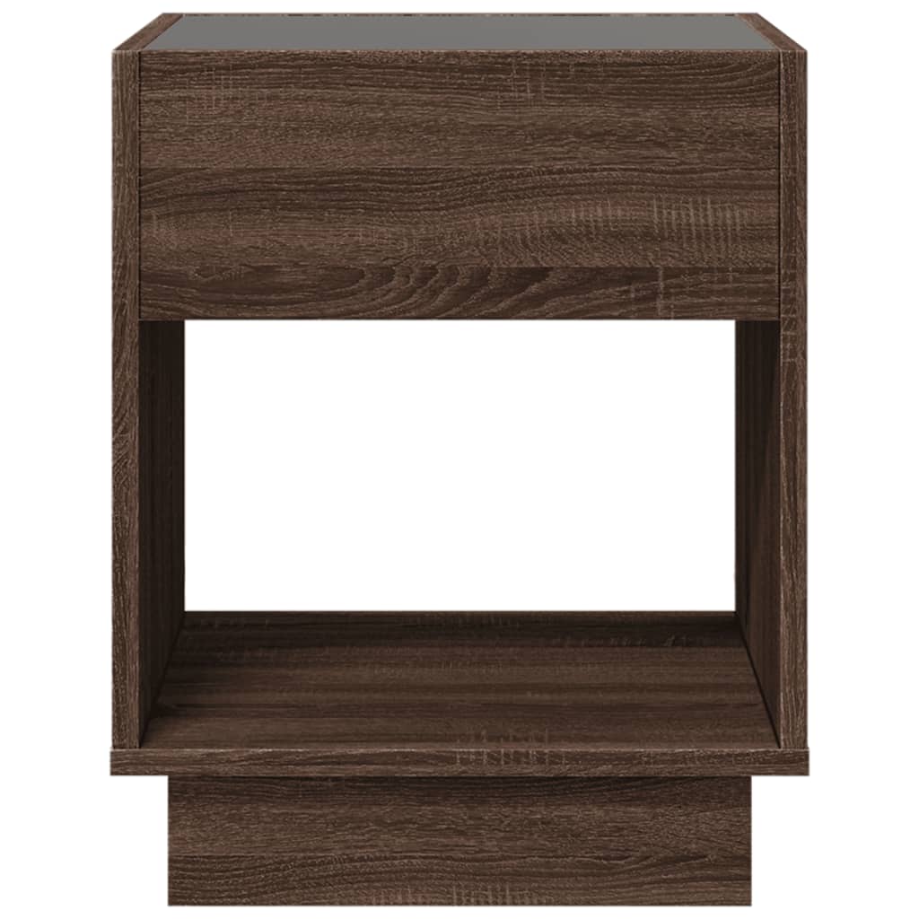 Table basse avec Infinity LED aspect chêne marron 40x40x50 cm