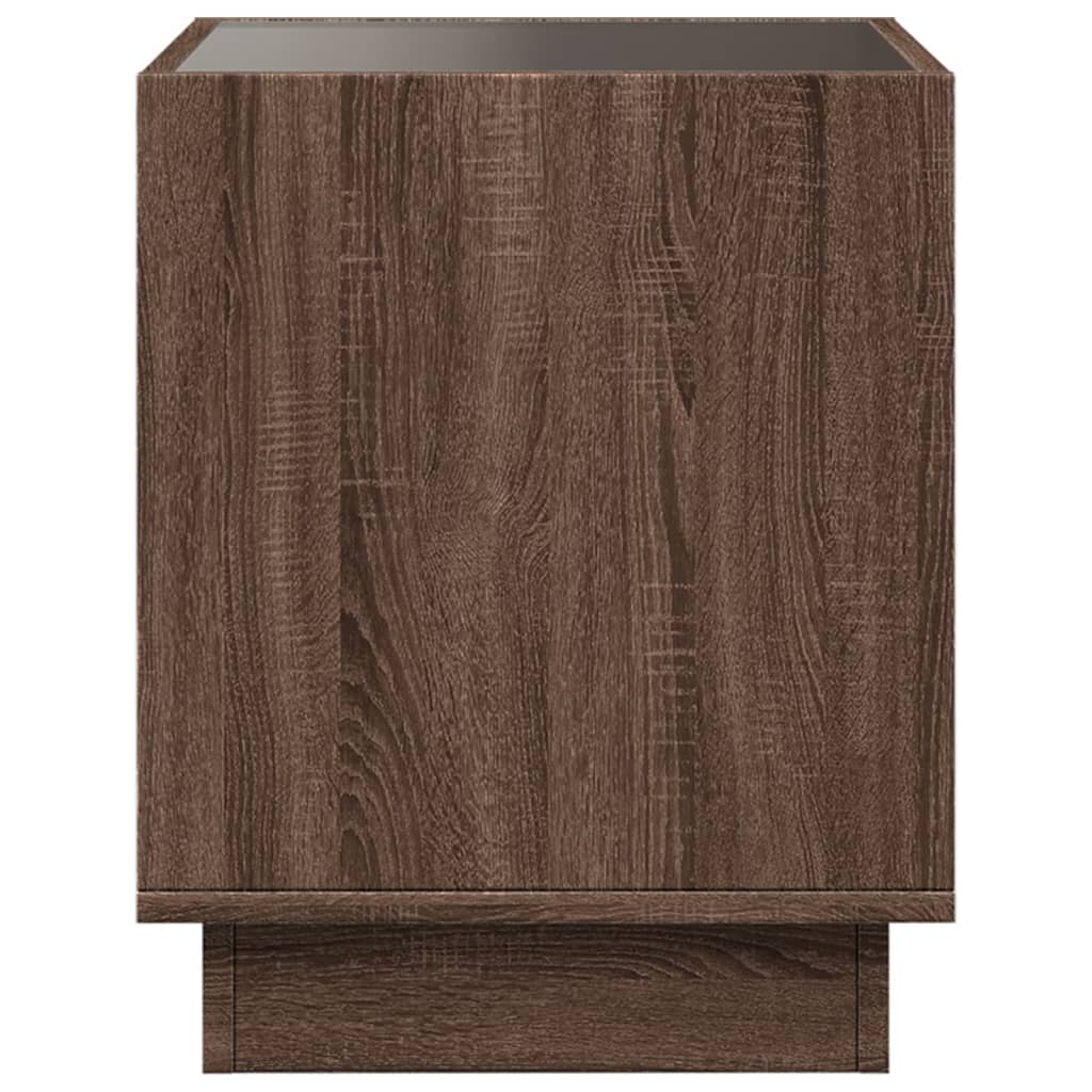 Table basse avec Infinity LED aspect chêne marron 40x40x50 cm