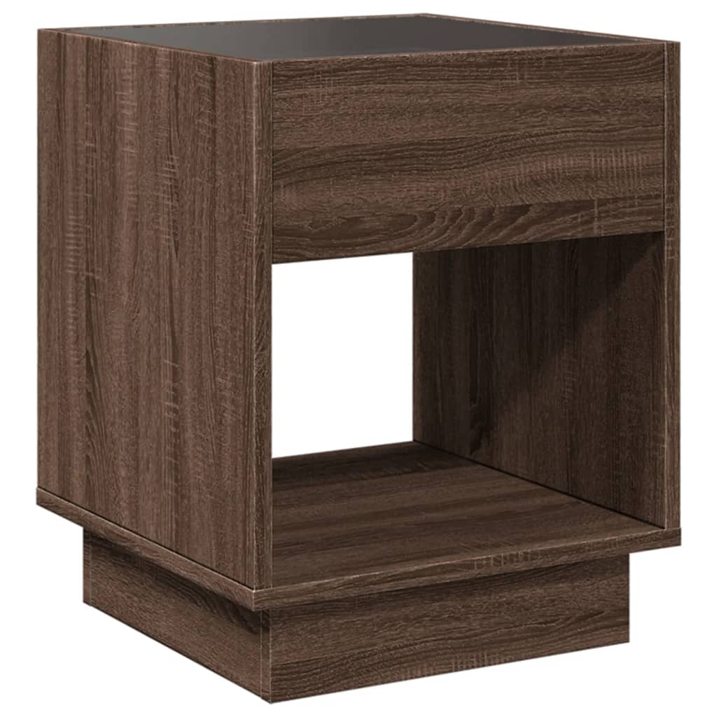 Table basse avec Infinity LED aspect chêne marron 40x40x50 cm