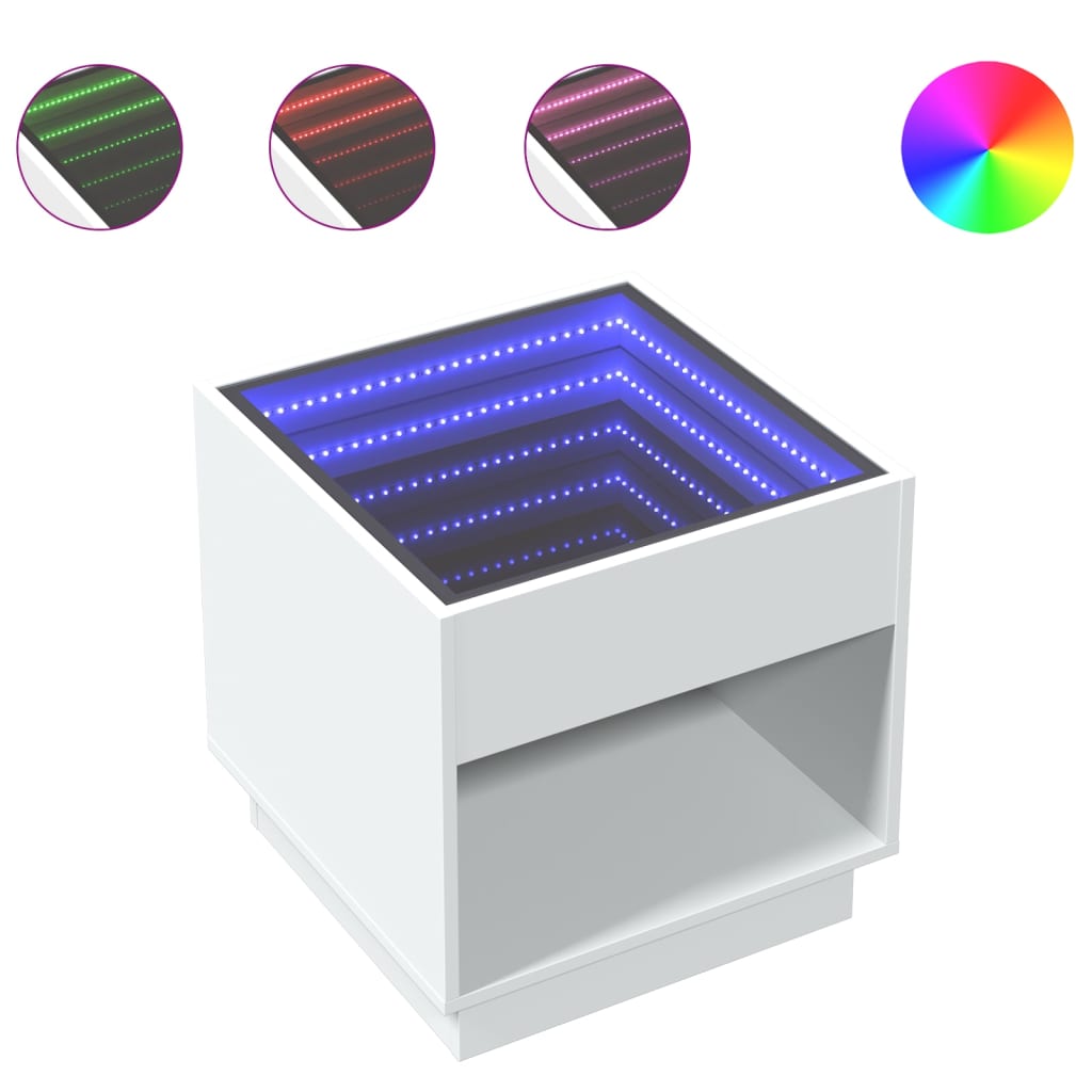 Table basse avec Infinity LED blanc 50x50x50 cm