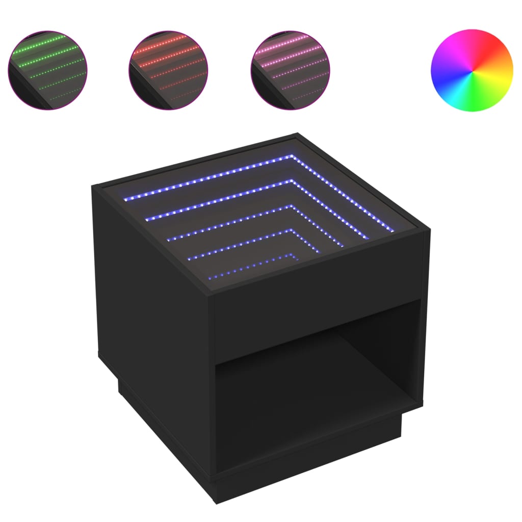 Table basse avec Infinity LED noir 50x50x50 cm