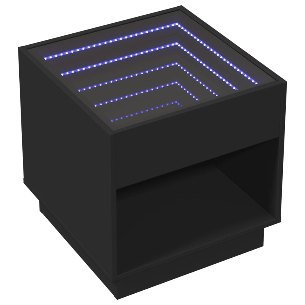 Table basse avec Infinity LED noir 50x50x50 cm