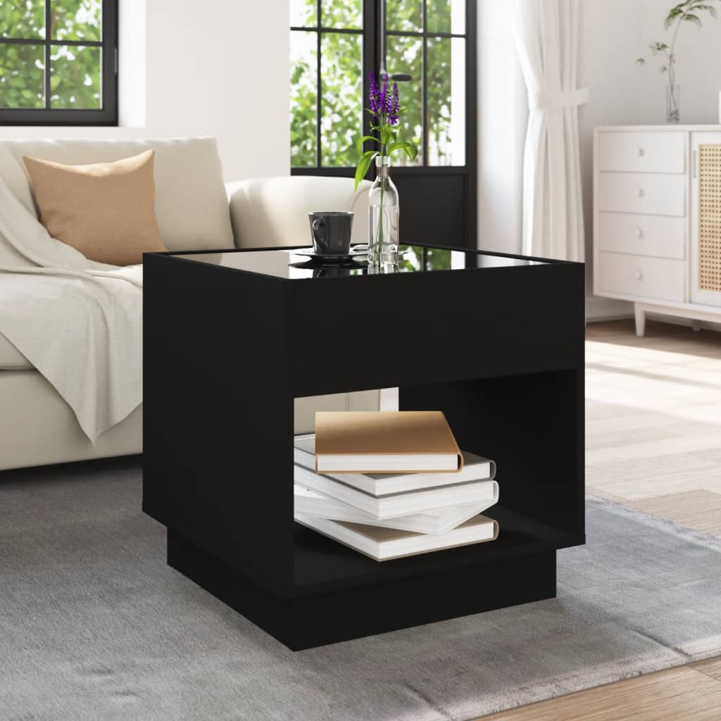 Table basse avec Infinity LED noir 50x50x50 cm