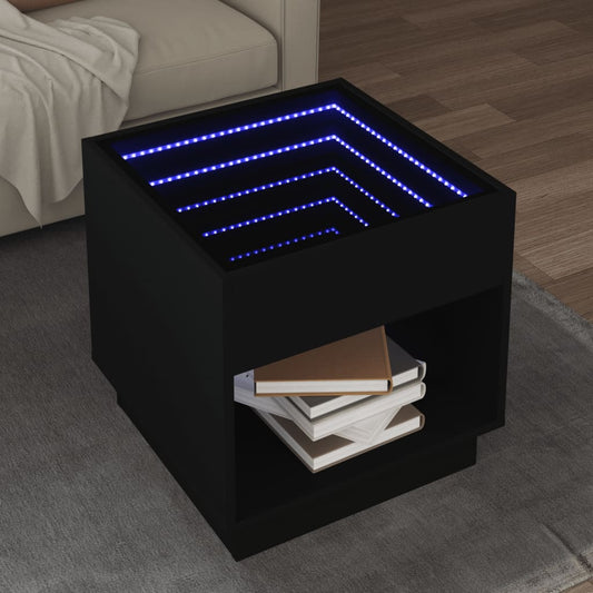 Table basse avec Infinity LED noir 50x50x50 cm