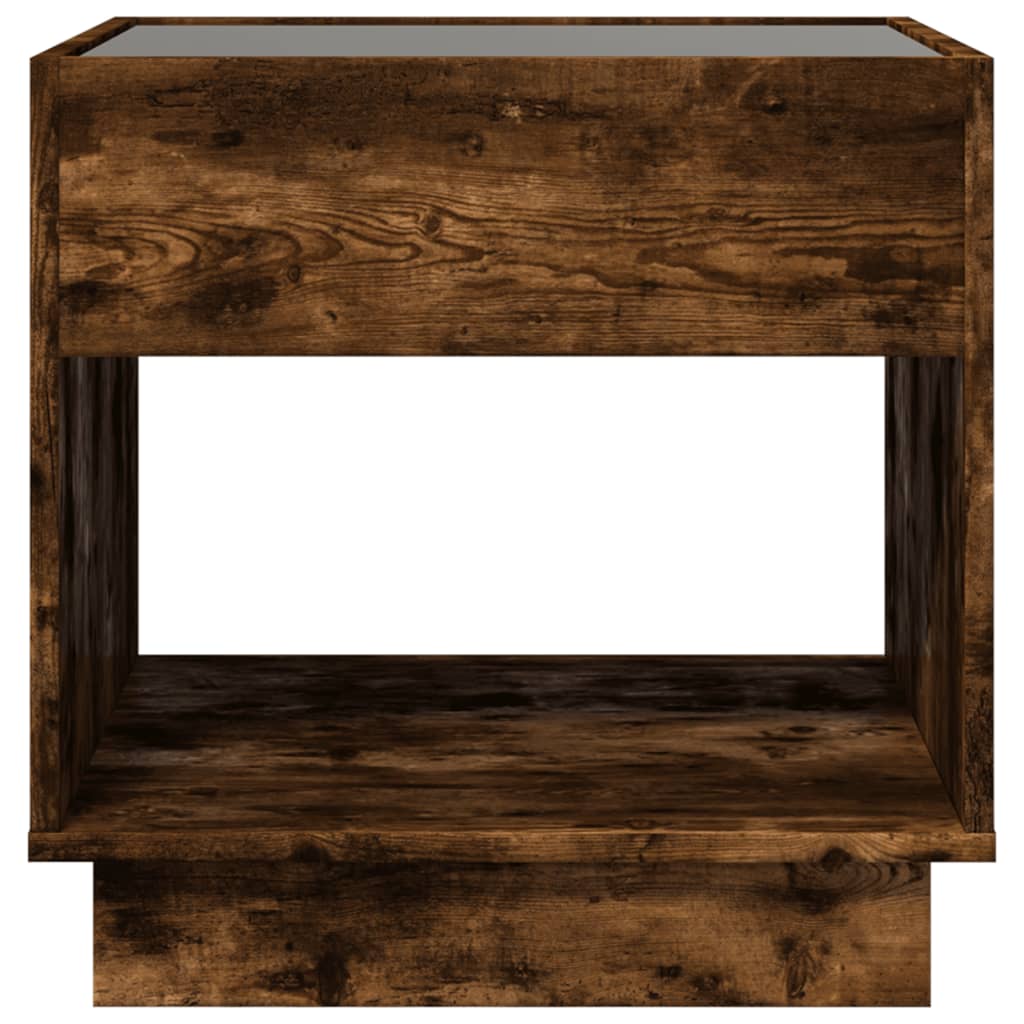 Coffee table with Infinity LED smoked oak 50x50x50 cm