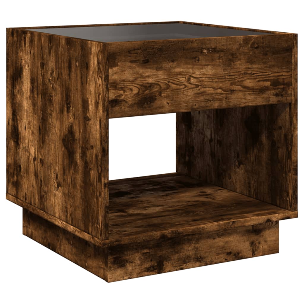 Coffee table with Infinity LED smoked oak 50x50x50 cm