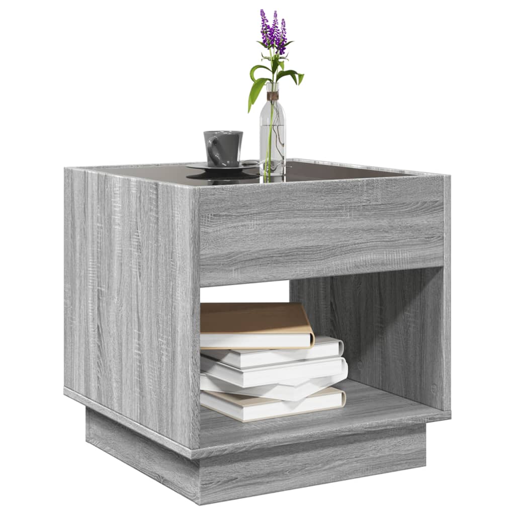 Coffee table with Infinity LED Grey Sonoma 50x50x50 cm