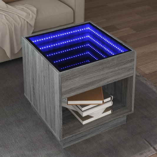 Coffee table with Infinity LED Grey Sonoma 50x50x50 cm