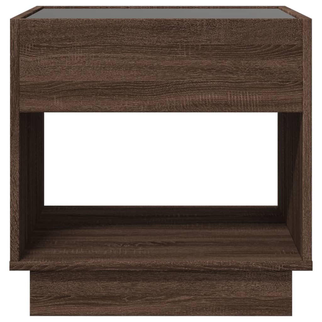 Table basse avec Infinity LED aspect chêne marron 50x50x50 cm