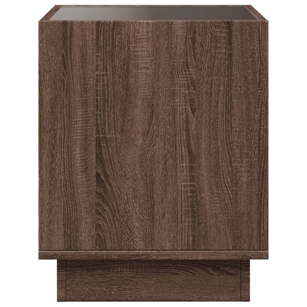 Table basse avec Infinity LED aspect chêne marron 50x50x50 cm