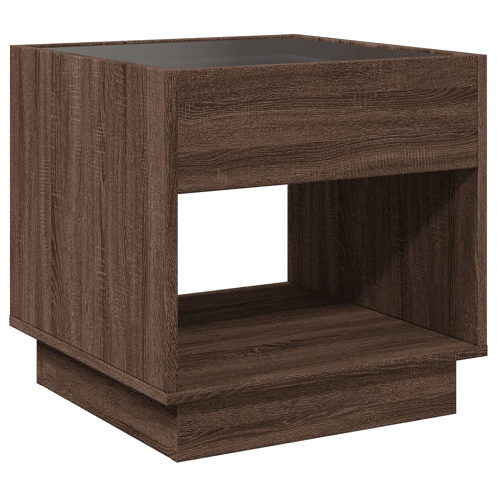 Table basse avec Infinity LED aspect chêne marron 50x50x50 cm