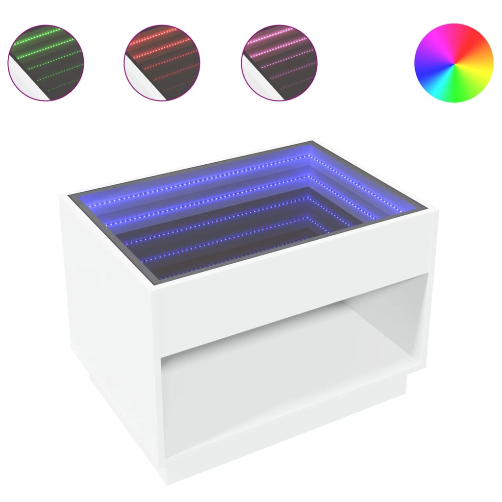 Table basse avec Infinity LED blanc 70x50x50 cm