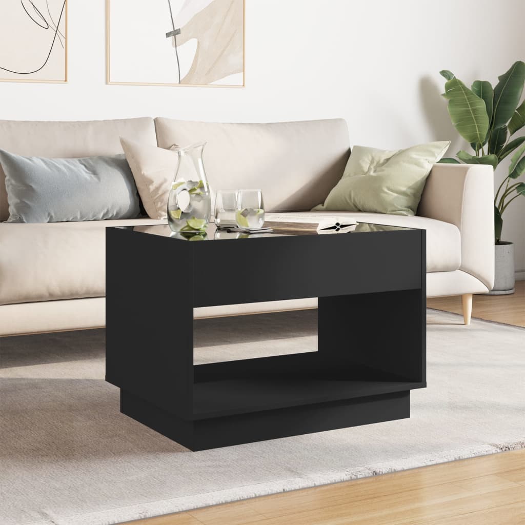 Table basse avec Infinity LED noir 70x50x50 cm
