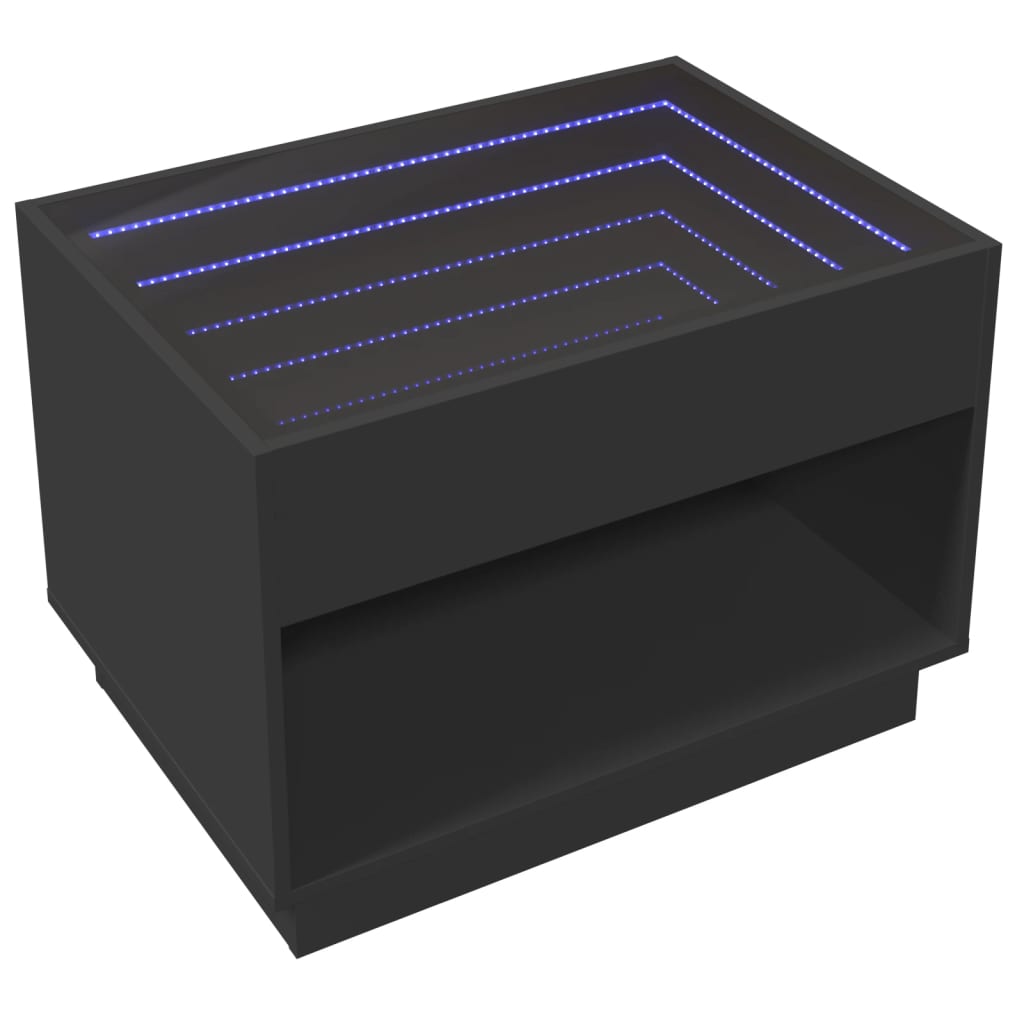 Table basse avec Infinity LED noir 70x50x50 cm