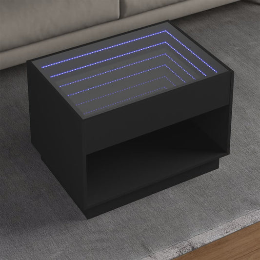 Table basse avec Infinity LED noir 70x50x50 cm