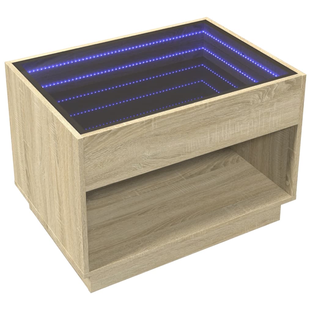 Coffee table with Infinity LED Sonoma oak 70x50x50 cm