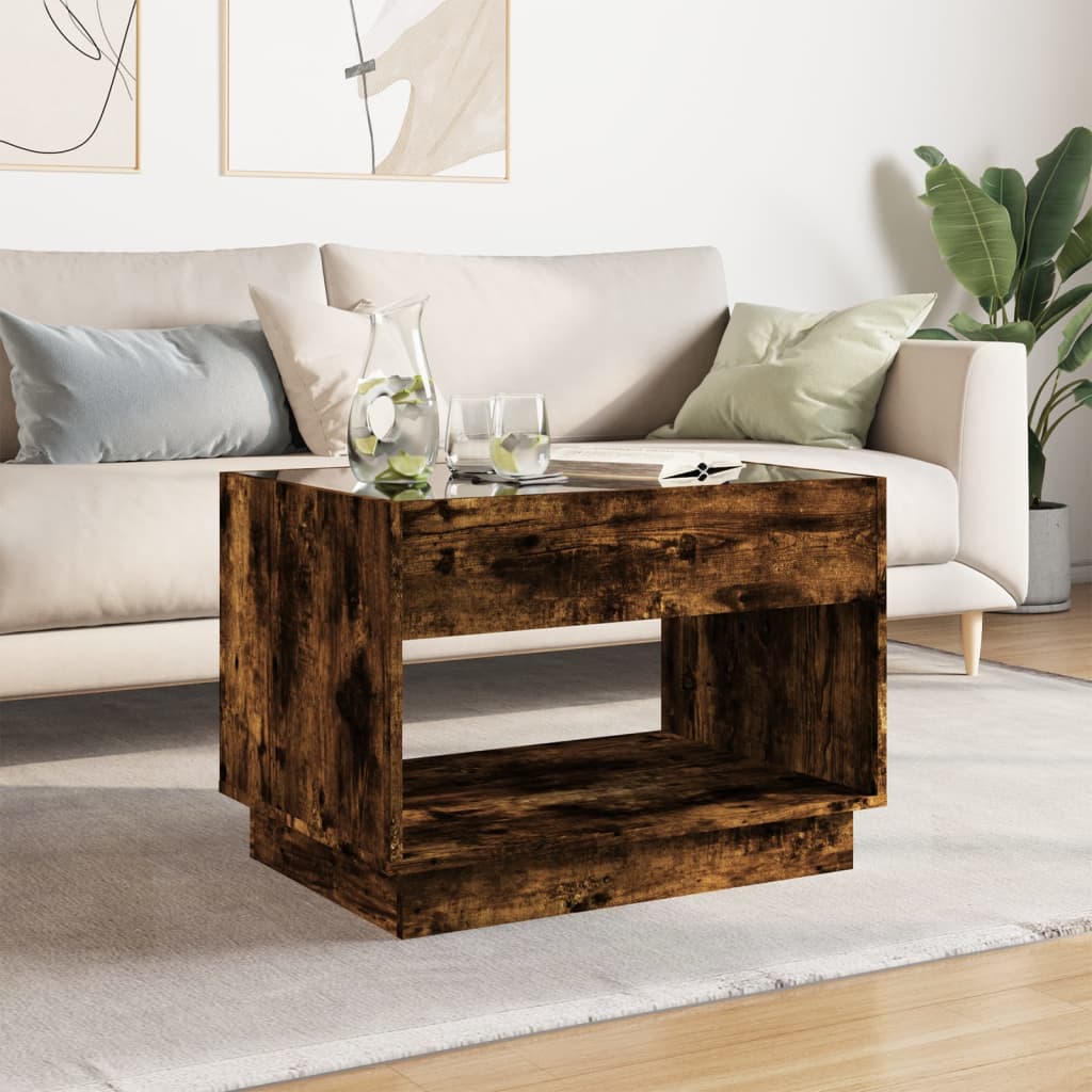 Coffee table with Infinity LED smoked oak 70x50x50 cm