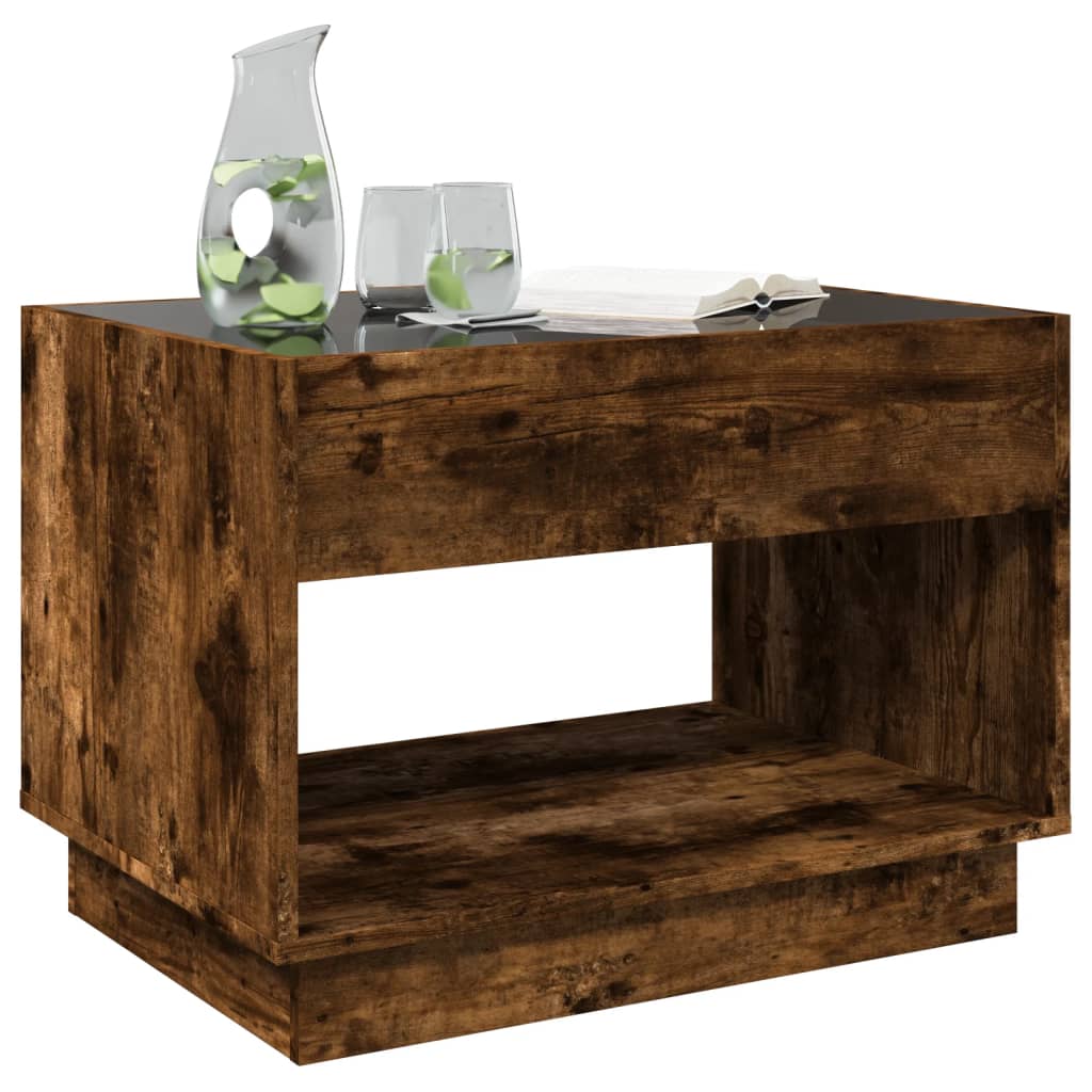 Coffee table with Infinity LED smoked oak 70x50x50 cm