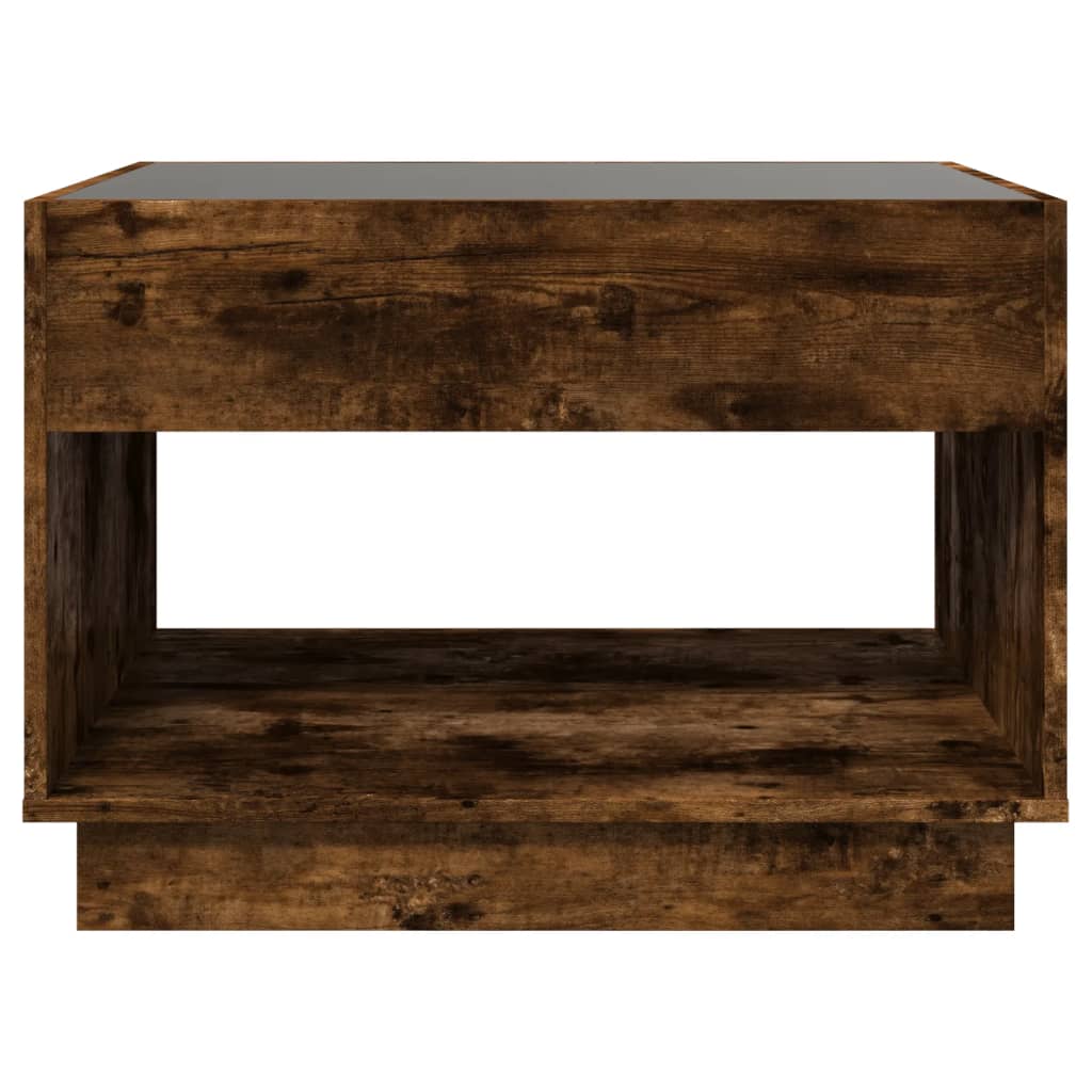 Coffee table with Infinity LED smoked oak 70x50x50 cm