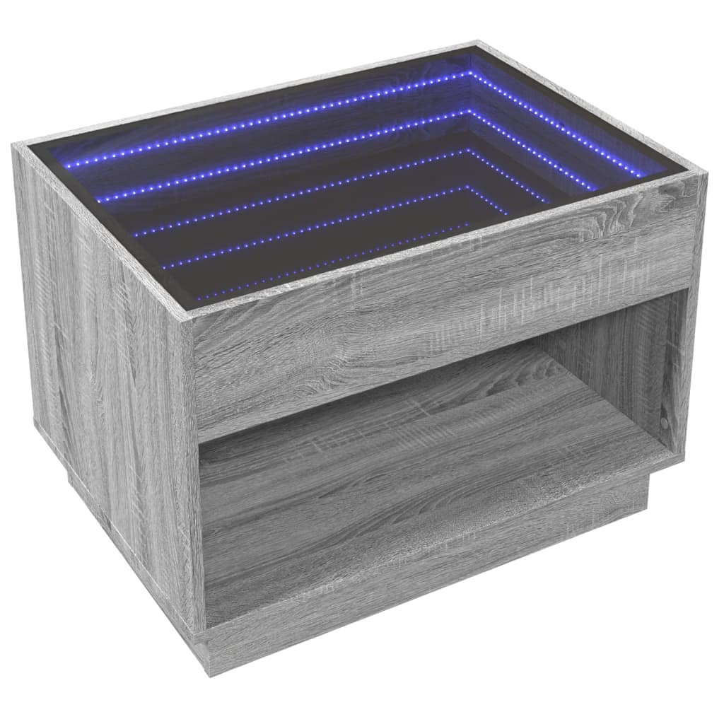 Table basse avec Infinity LED Gris Sonoma 70x50x50 cm
