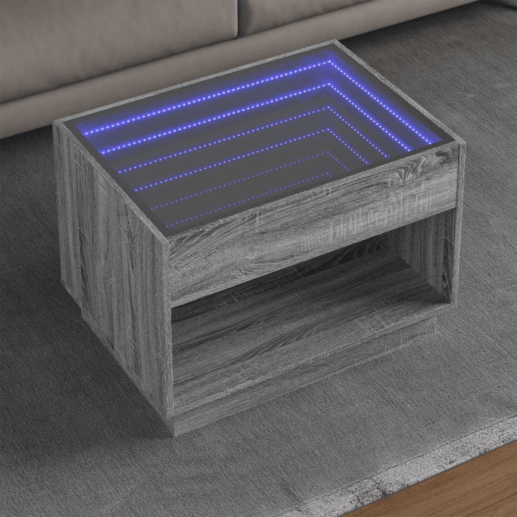 Table basse avec Infinity LED Gris Sonoma 70x50x50 cm