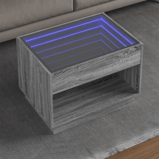 Table basse avec Infinity LED Gris Sonoma 70x50x50 cm