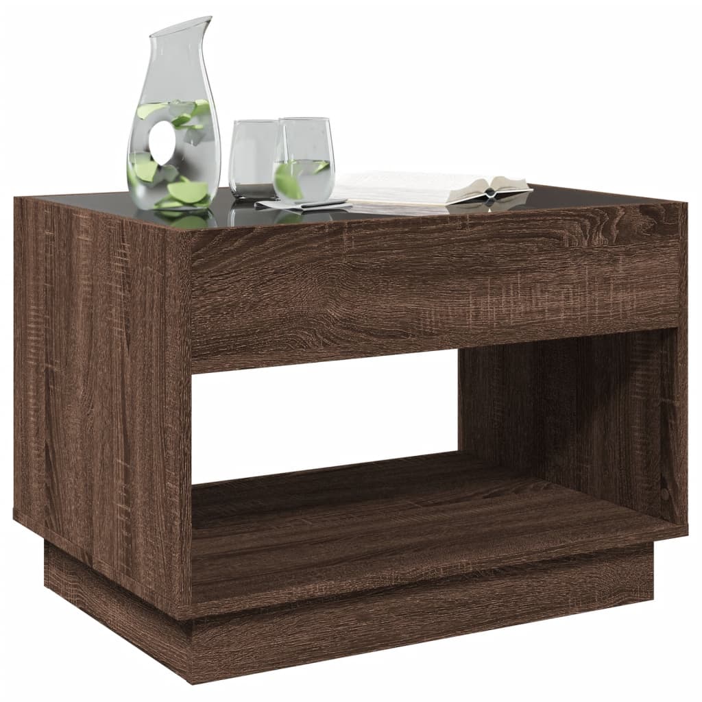 Coffee table with Infinity LED brown oak look 70x50x50 cm