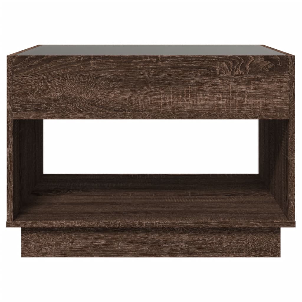 Coffee table with Infinity LED brown oak look 70x50x50 cm