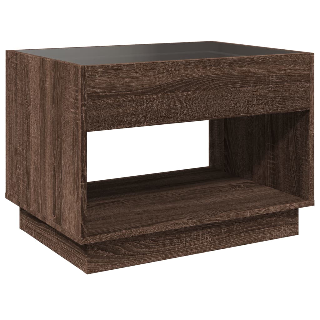 Coffee table with Infinity LED brown oak look 70x50x50 cm