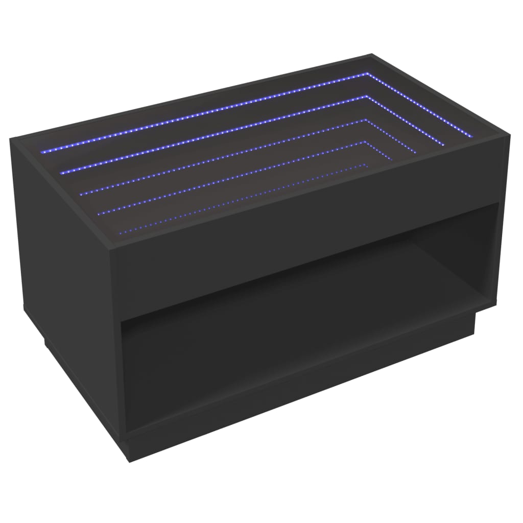 Table basse avec Infinity LED noir 90x50x50 cm