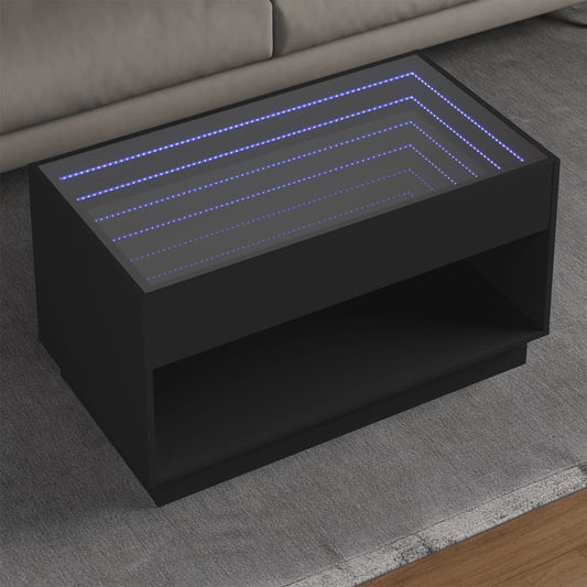 Table basse avec Infinity LED noir 90x50x50 cm