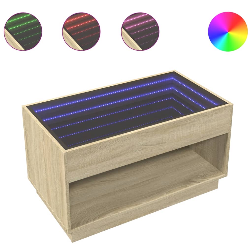 Table basse avec Infinity LED chêne Sonoma 90x50x50 cm